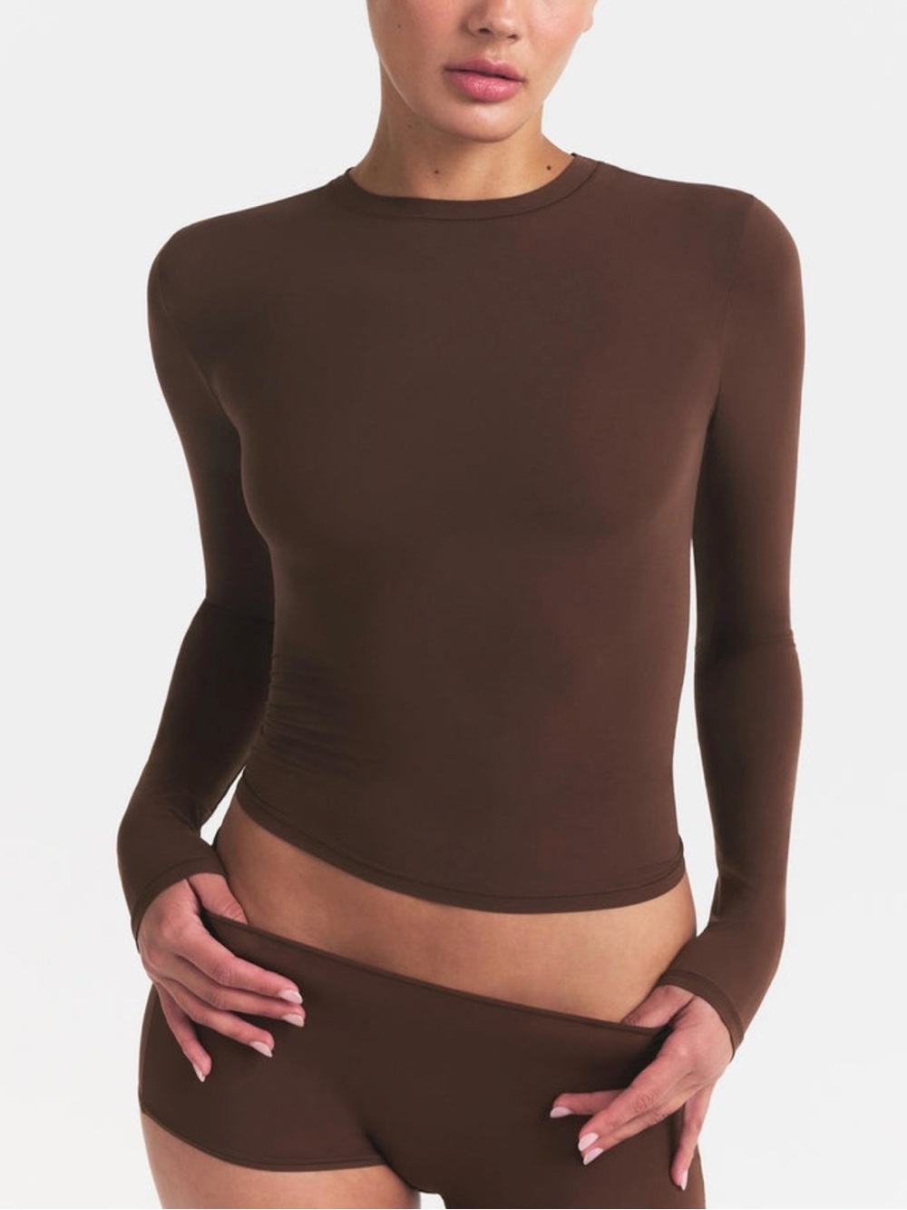 Skims | Fits Everybody Long Sleeve T-Shirt | Cocoa
